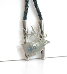 Zuni Native American BULL ELK Bolo Tie by Dale Edaakie Handmade Vintage