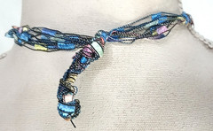 3 Crochet Beaded NECKLACES Bold BOHO Colorful Blue Pink White 30″ 38″ 38″
