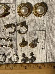Vintage 1980s 2000s Lot Gold Tone Pierced Earrings Faux Pearl Love Knot