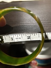 Vtg 30g RARE Diamond Cut Faceted End Day Green Yellow Bakelite Bangle Bracelet