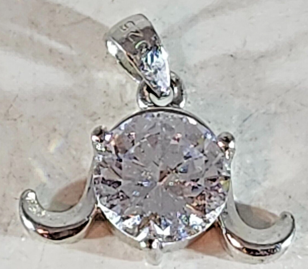 Vintage Sterling Silver GIRL’S HEAD WITH LARGE CZ #11 Bracelet Charm, 1.03g