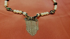 Anthropologie Necklace Dragon Fly Pendant Abalone Shell Pearl Fairycore Pixie