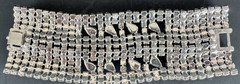 3 Piece VTG Clear White Rhinestone Wedding Necklace Bracelet Pin Costume Jewelry