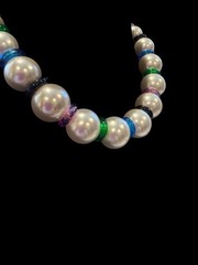 Vintage Cadoro Signed Faux Graduated Pearls Colorful Spacers 16” Fun Summer Vibe