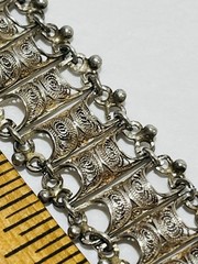 Antique European 800 Silver Filigree Bracelet 7.5 Inches Signed True Vintage