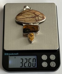 VTG Charles Albert 925 Sterling Silver Jasper, Amber and Citrine Pendant MASSIVE