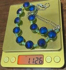 VTG Iridescent Faceted Bead Necklace Blue Purple Aurora Borealis Peacock Tones