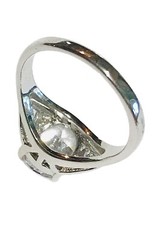 Oval 10mm Cubic Zirconia Solitaire Ring Sz 7 Silver Tone Filigree Engagement EUC