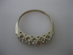VINTAGE 14K WHITE GOLD WHITE TOPAZ RING SIZE 8.25 FOR REPAIRS