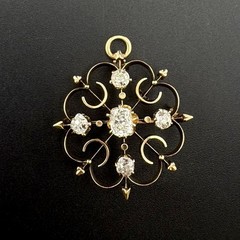 1860’s ROSE CUT DIAMOND PIN/ PENDANT – 1CTW – 14K YELLOW GOLD – VS1 G-H