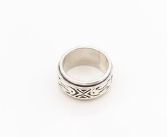 925 Sterling Silver Vintage Ring Modernist Bird Spinner Band Sz 4.5 RG36294