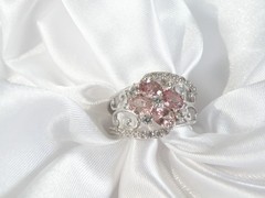 Vintage Sterling Silver 925 Peach Irradiated Morganite Statement Ring Size 6