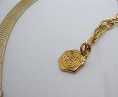 Vintage RJ Graziano lucite bead and goldtone herringbone chain necklace