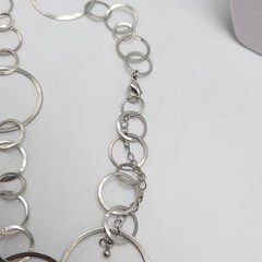 Silver Tone Open Circle Link Necklace With Lobster Clasp 36 In