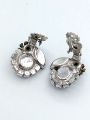Vintage JULIANA Earrings D&E Blue Art Glass Rhinestone Clip Verified 5509