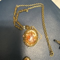 Vintage West Germany Fragonard Porcelain Cameo Necklace Set