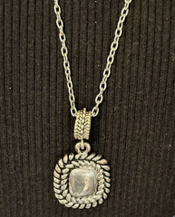 Vintage Silver Tone and Square Pendent Necklace, Signed BEST, 30″