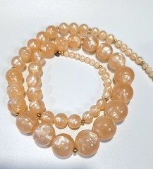 Vintage Monet Moonglow Necklace graduated beads Peach color