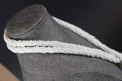 Vintage Estate Art Deco White Seed Bead Flapper Lariat Rope Necklace Tassel 59”