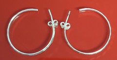 VTG FAS 925 Faceted Hoop Earrings 1.25in Sterling Silver 3g Classic Polished