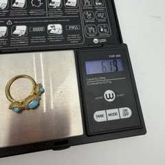 Vtg Lorenzo Sleeping Beauty Turquoise White Topaz Ring Sterling Silver Size 7
