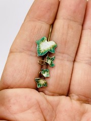 Vintage Thousand Flowers Sterling Silver Earrings Ivy Leafs Enamel Details