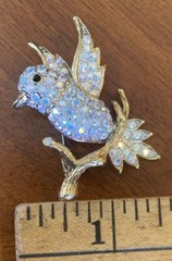 Butler Rhinestone Bird on Branch NOS-Signed