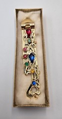 Vintage Rhinestone Jeweled Decorative Can Opener Gold Tone ~5in