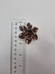 Vintage Signed Judy Lee Purple Marquise Rhinestone Flower Brooch Gold Tone Pin