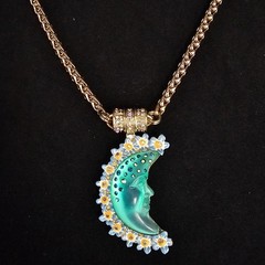 Kirks Folly Goddess Moon Magnetic Necklace & Pendant 30″ Celestial Gold Tone