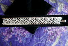 Sterling Silver 21mm Wide Bracelet Pave’ Hearts w Clear CZs 7″ Long in Black Box