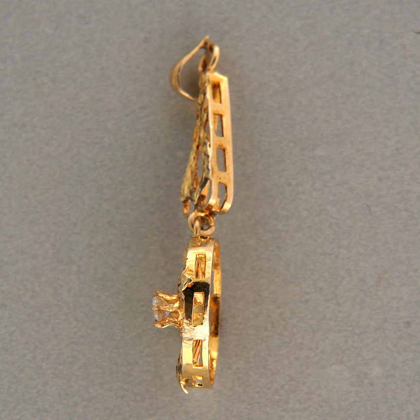 Vintage Estate Filigree 14k Yellow Gold .05ct 1920 Diamond Pendant
