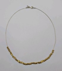 PZ Israel Vtg Gold Plated Sterling Nuggets Long Oval Box Chain 925 Necklace