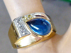 70’S NEW OLD STOCK 10K YELLOW GOLD FILLED SIMULATED BLUE SAPPHIRE RING SIZE 10