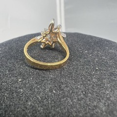 Vintage 18K GE RG Rhinestone Cluster Cocktail Ring Size 8
