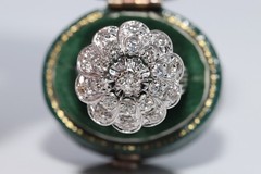 Antique Circa 1920s Art Deco 18k Gold Natural Diamond Decorated Strong Ring