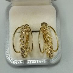 Vintage Layered Gold Tone Hoop Earrings Clip On Backs Rope Twist Design