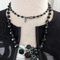 Liz & Co Long Rope Necklace Black Faceted Beads Boho Flapper Goth Jewelry