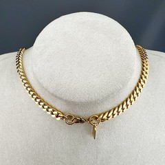 Vintage Monet Necklace Chunky Curb Chain Oval Link 1980s Gold Tone Signed 24”