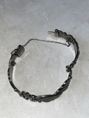 Vintage Signed Margot De Taxco Sterling Silver Hinged Bangle Bracelet
