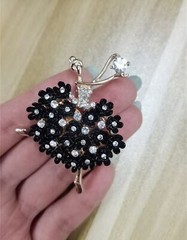 Rhinestone Ballet Dancer Brooch Pin for Women Girls Fashion Crystal Rose Gold…