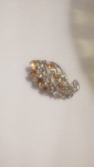 Vtg Lisner Gold Tone With Amber Colored Rhinestone Brooch 1 Dead Stone