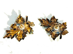 Maple Leaf Earrings Vintage Unbranded Post Style Metal and Gemstone