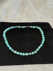 Vintage Natural Blue Turquoise Stone Sterling Necklace 16in 29.6g