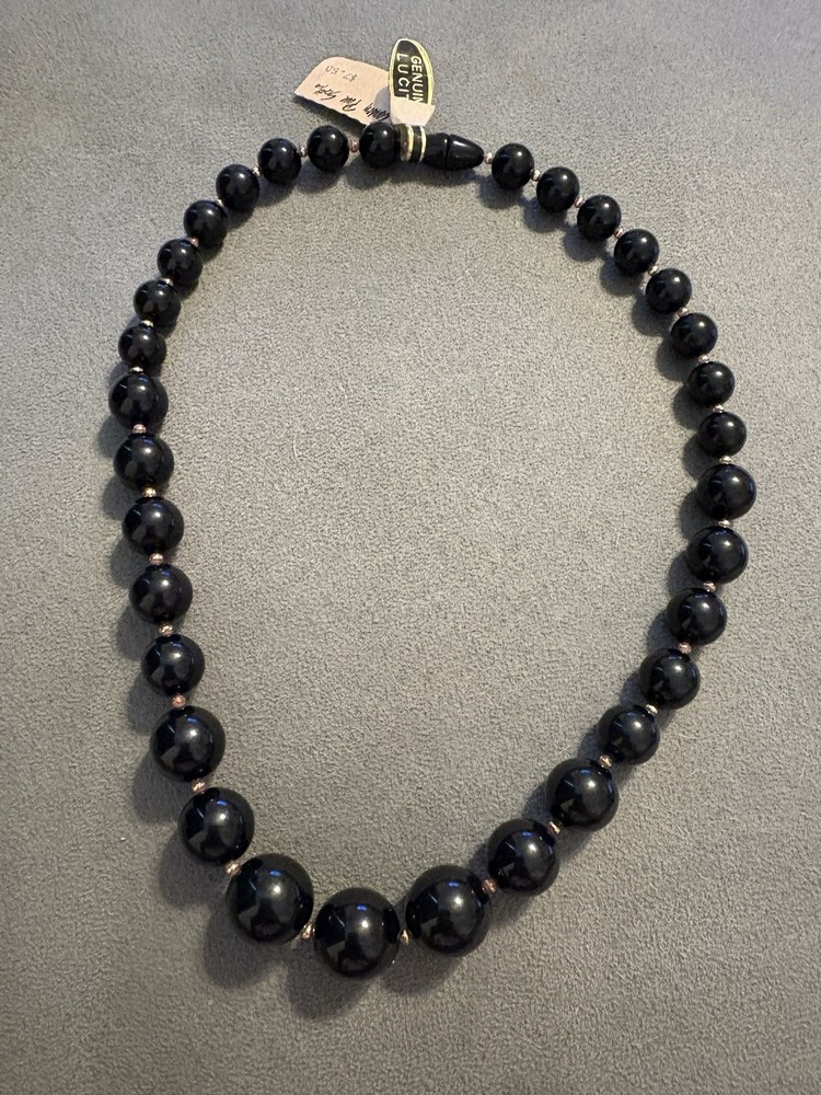 Vintage Genuine Lucite Graduated Bead Necklace 17.75” NEW