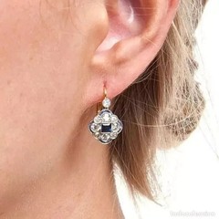 Art Deco Style Lab Created Sapphire Diamond Wedding 14K White Gold FN Earrings