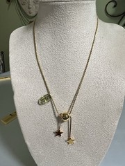 Vintage 1980s Gold Plated Bolo Star Lariat Necklace 18″ Made in Korea NOS