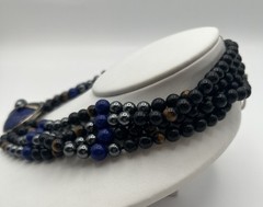 KYLO Kai Yin Lo Sterling 925 Multi-Strand Gem Stone Necklace,Lapis,Onyx,Hematite