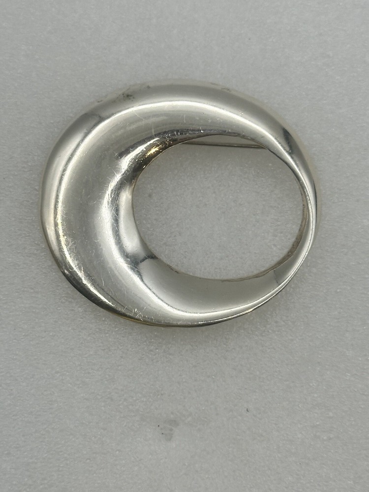 Vintage Jezlaine Offset Oval Brooch Sterling Silver 12g