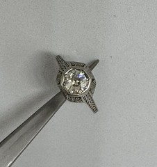 Belais Antique Art Deco 1.02 Ct Solitaire Diamond 18K White Gold Ring Sz 7.25